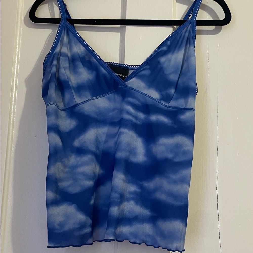 No Boundaries Blue Cloud Tie-Dye V-Neck Cami